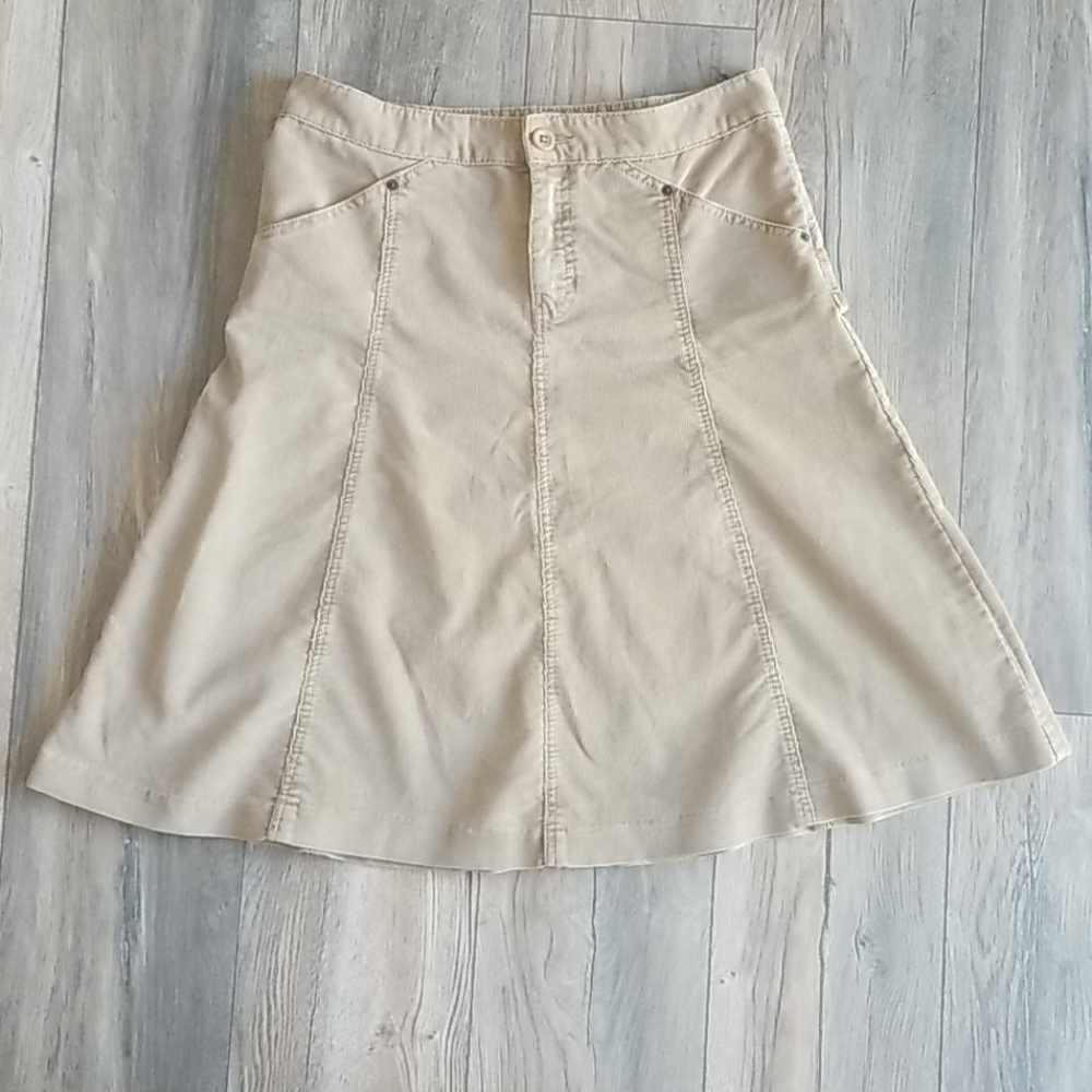 Gap Tan Fit & Flare Corduroy Skirt, Size 8